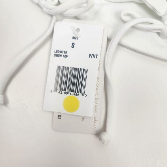 L*Space Gwen Bikini Top in White Size Small NWT Lace Up Sides Halter - Picture 4 of 5